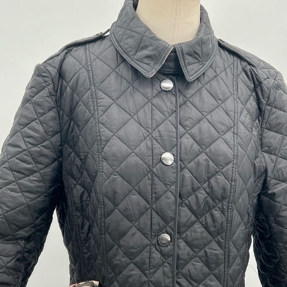 Burberry London England Women's Quilted Black Utility Nova Check Lined Jacket ~L - Picture 4 of 16